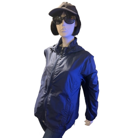 L.L Bean Hooded Navy Blue Rain Jacket, Size L - Picture 4 of 6